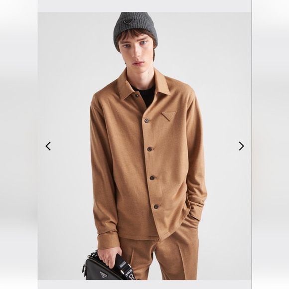 Prada Cashmere/Virgin wool button front shirt, size small, camel colour - Picture 5 of 9